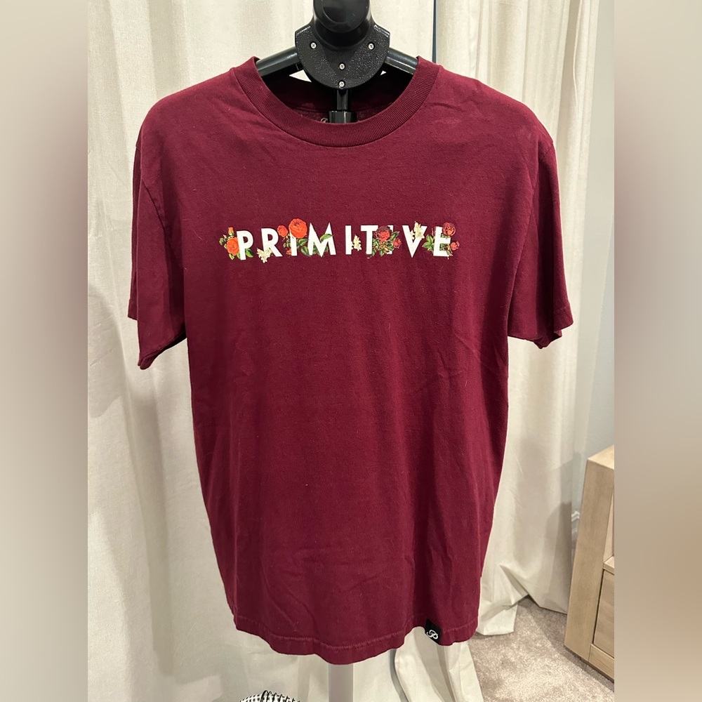 Primitive Burgundy Floral Logo Tee
